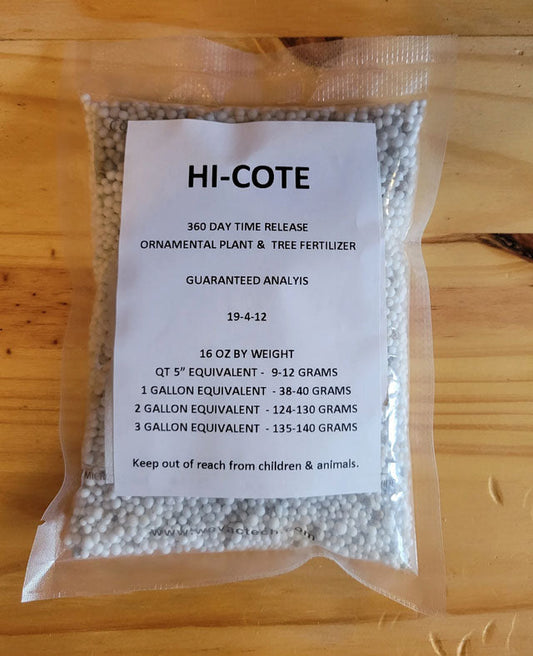 Slow Release Fertilizer | Hi-Cote 19-4-12 360 Day Coated Fertilizer plus Minor Elements | 16 Oz. Bag